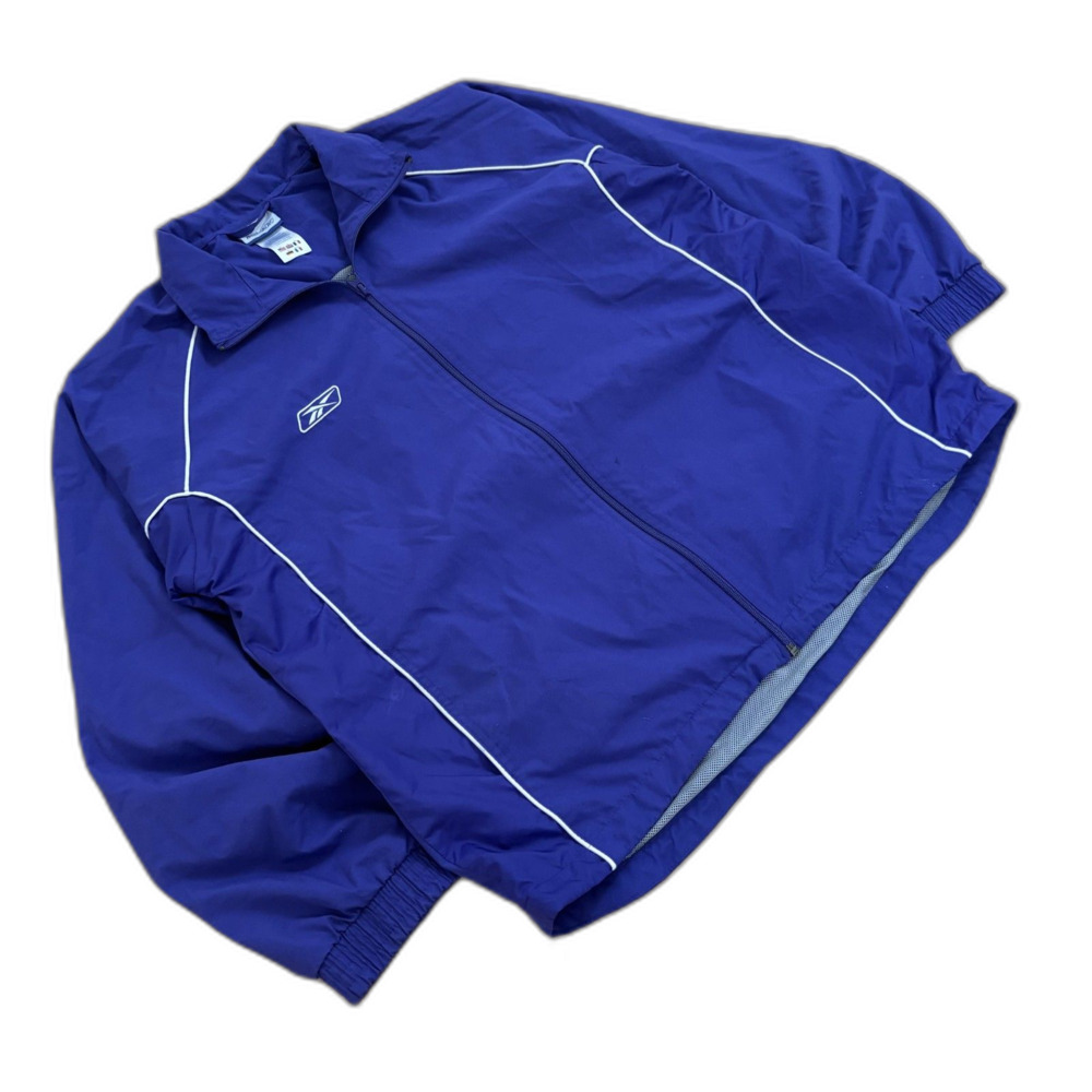🔥 Vintage Reebok Purple Track Jacket XL Full Zip Windbreaker White Piping Y2K